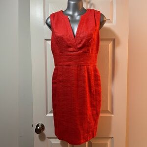 ADAM LIPPES orange linen blend v-neck sleeveless dress, size 4